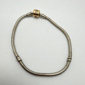 8" Pandora Moments 590702HG Sterling Silver w/ 14kt (585) YG clasp bracelet!